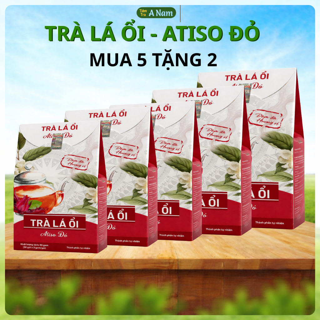 Combo 5 Tặng 2 Trà Lá ổi atiso đỏ - Trà atiso, trà búp ổi, túi lọc đậm vị - Tiệm Trà A NAM - TL ỔI