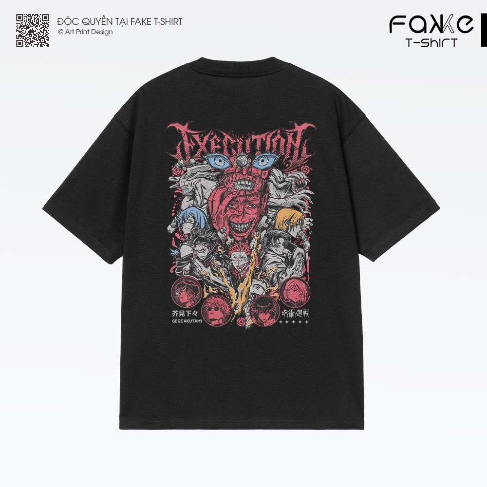 Áo thun Unisex Jujutsu Kaisen Execution Art Oversized 100% Cotton ngắn tay