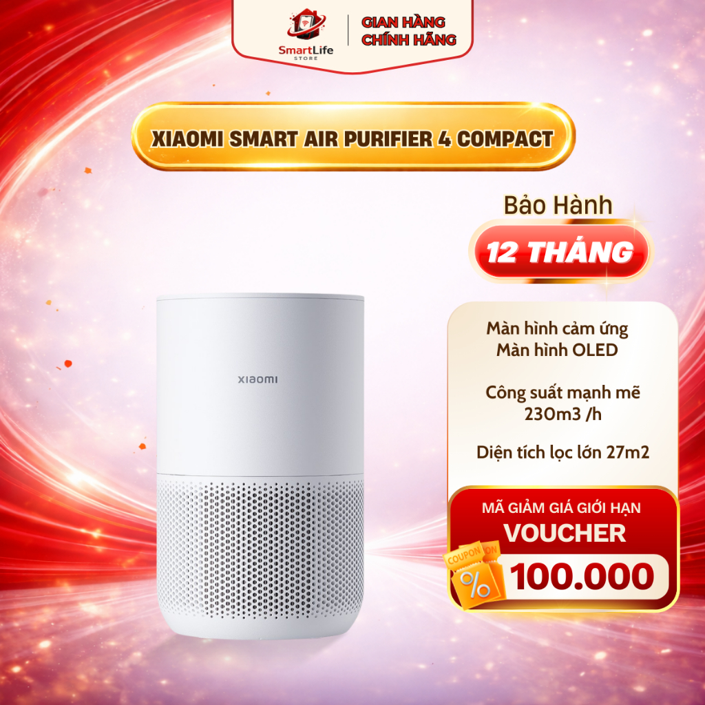 Máy lọc không khí Xiaomi Smart Air Purifier 4 compact EU hàng Quốc Tế chính hãng