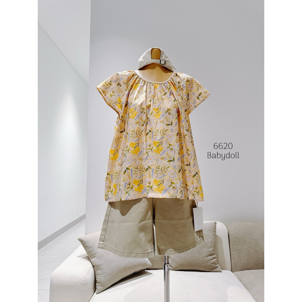 Áo babydoll 6620 - hoa lá vàng cho mùa hè