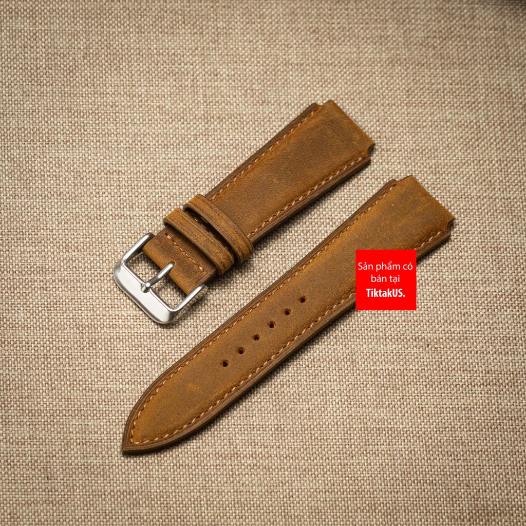 Dây đồng hồ da bò thật da sáp cho World Time AE-1200