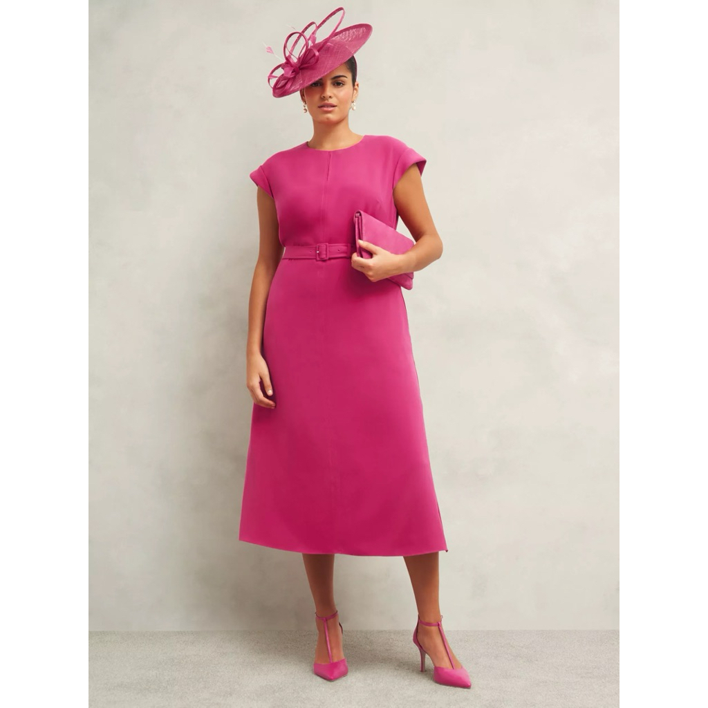 (Pass) Đầm NEM fashion hồng tím tay lở có thắt lưng 💗