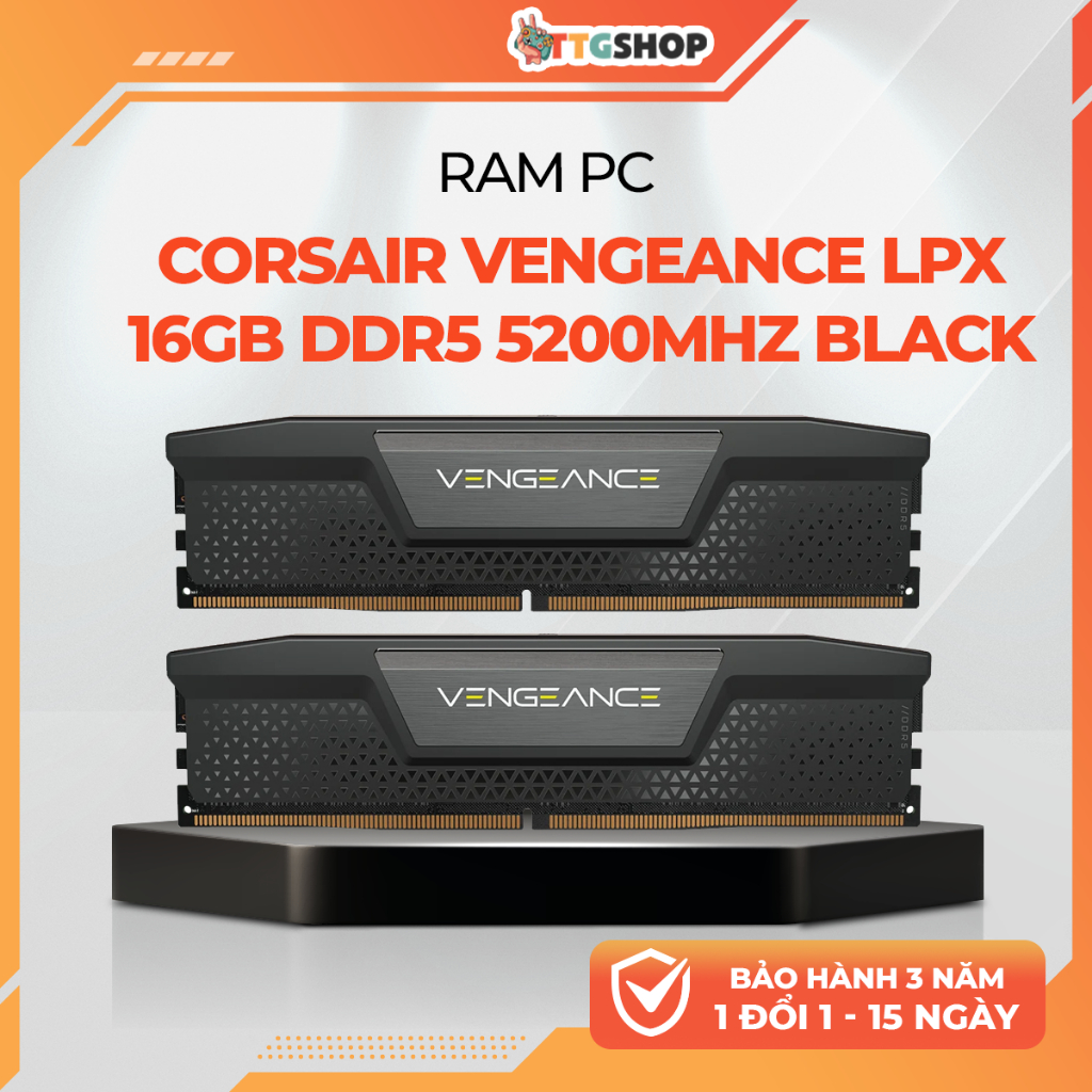 RAM DDR5 Corsair Vengeance LPX 16GB 5200MHz Black | RAM PC Desktop Bus 5200 | CMK16GX5M1B5200C40