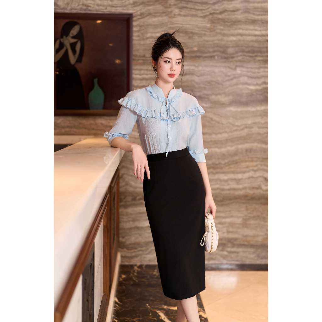 Áo sơ mi chờm vai bèo thiết kế công sở cao cấp Laeem Design LA1N24006