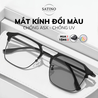 Mắt kính nam vuông ngầu SATINO đổi màu chống ánh sáng xanh tia uv kim loại phối nhựa cao cấp phong cách hàn quốc S11
