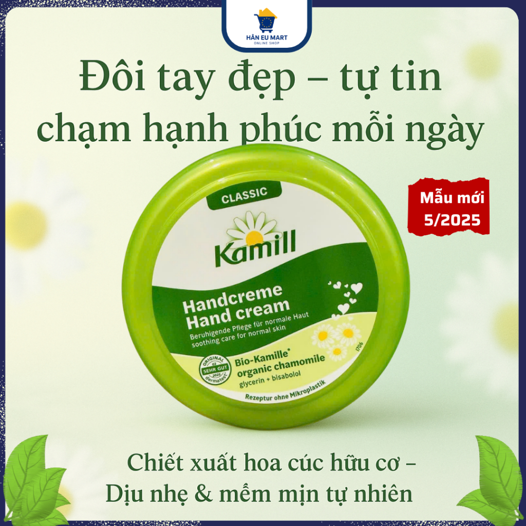 Kem bôi tay dưỡng da Kamill Đức – Hoa cúc hữu cơ, mềm mịn, phục hồi da tay nứt nẻ