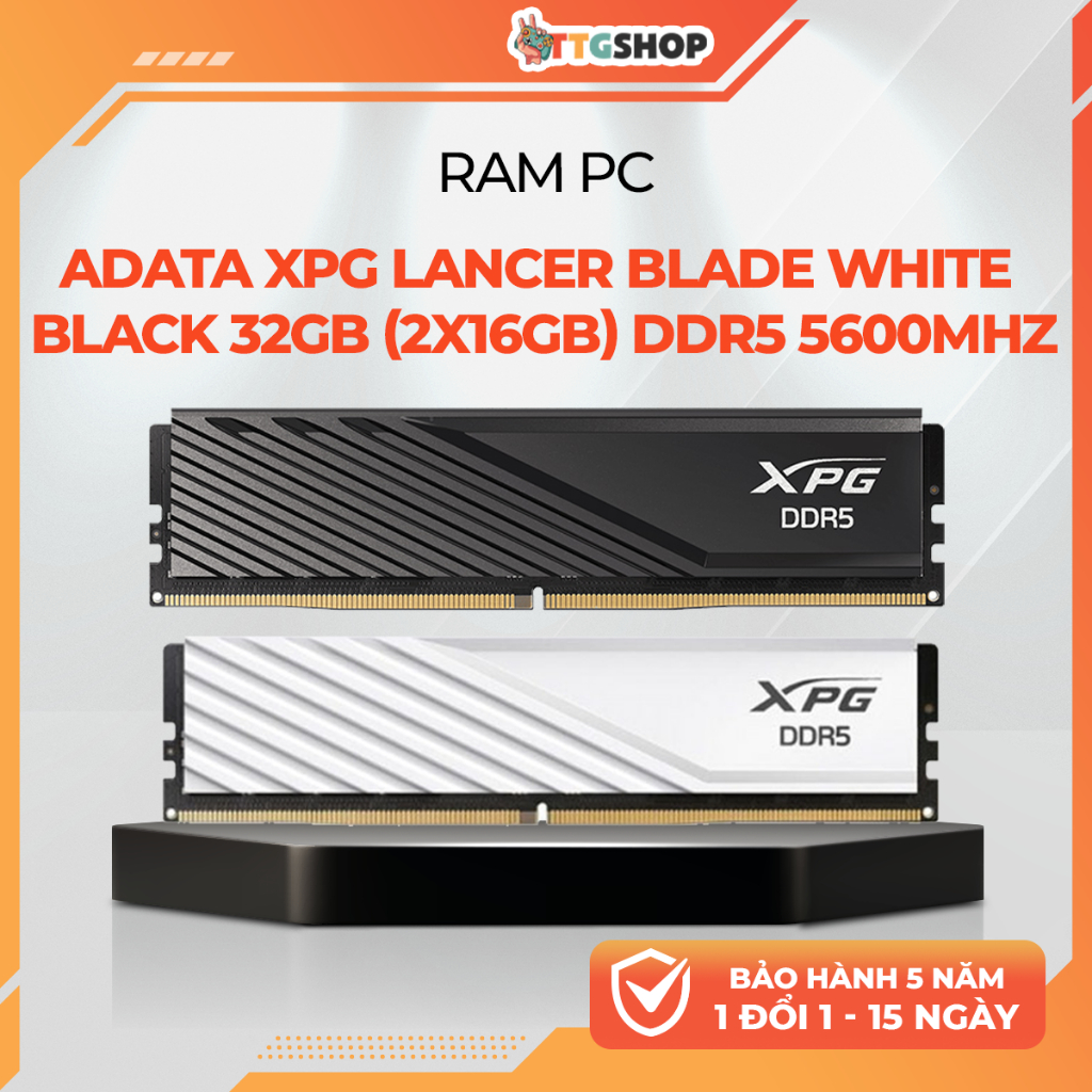 RAM Adata XPG Lancer Blade 32GB (2x16GB) DDR5 5600MHz | White/Black | Kit Dual Channel RAM DDR5 XPG