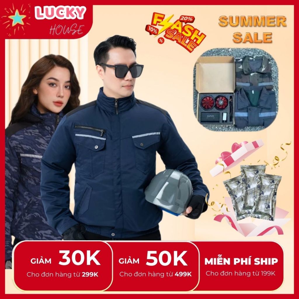 Bộ Áo Điều Hòa Nhật Bản JAPAN Cao Cấp, PIN 98.000mAh - 18V, Chất Vải 2 Lớp Dày Dặn Thấm Hút Mồ Hôi