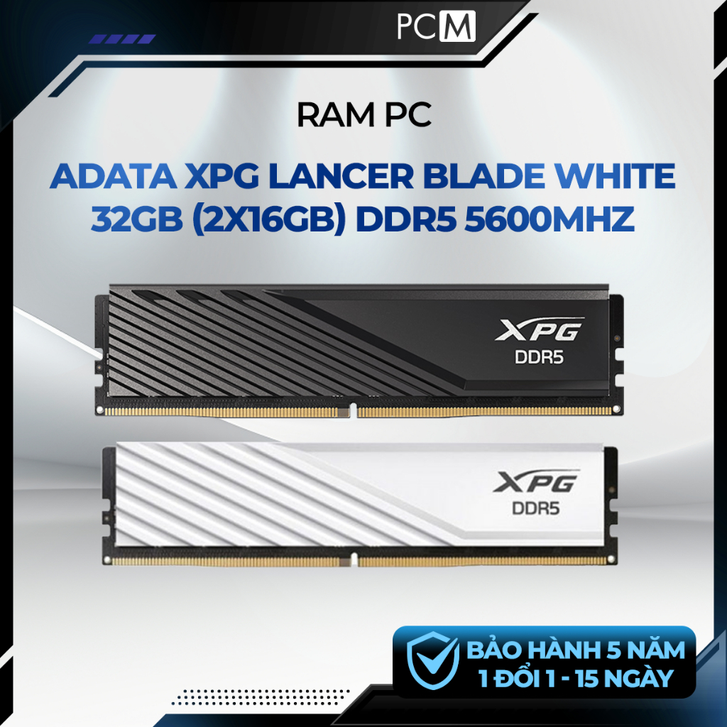 RAM DDR5 XPG Lancer Blade 32GB 5600MHz (2x16GB) | White/Black | RAM PC Desktop Kit Dual Channel