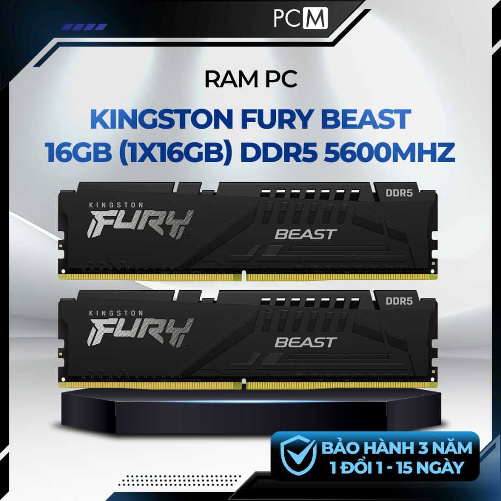 Ram Kingston Fury Beast 16GB (1x16GB) DDR5 5600MHz | KF556C40BB-16 | RAM DDR5 Desktop Bus 5600