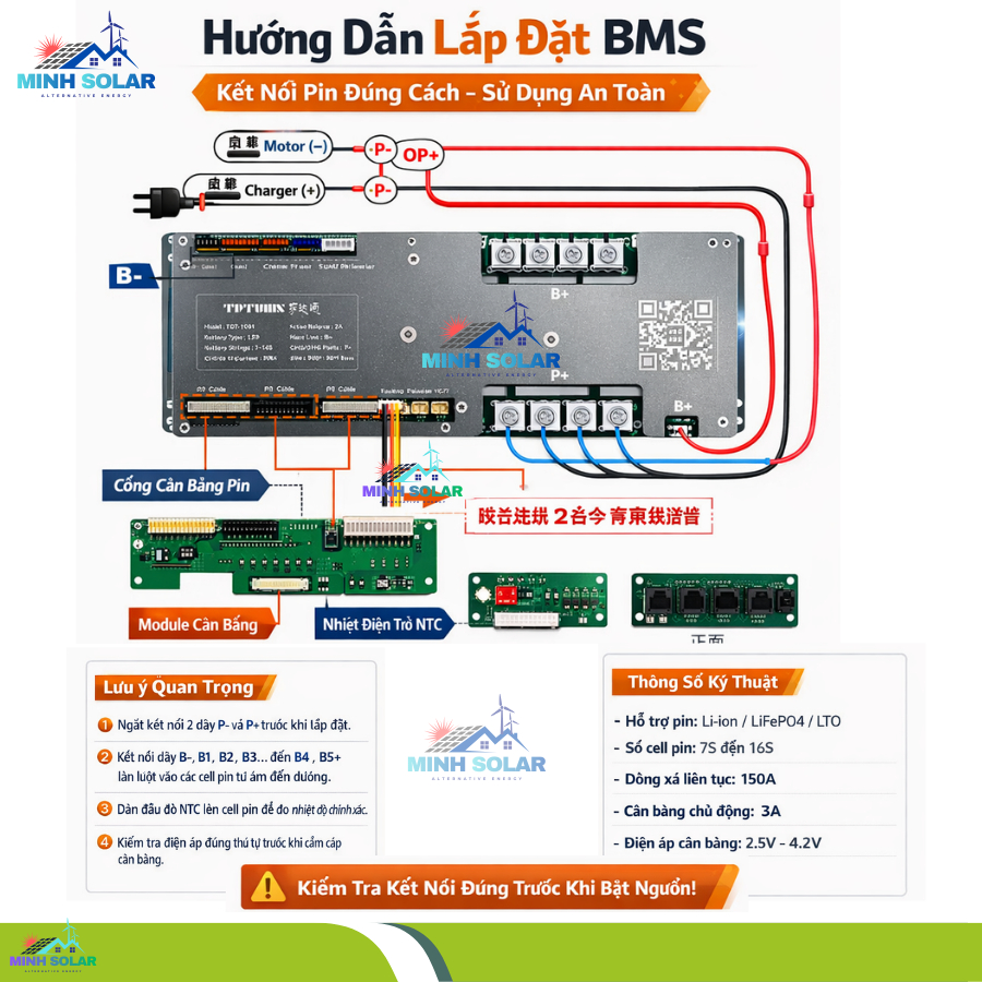 🔋 BMS-TDT 150A Active Balance 3A – Mạch Quản Lý Pin Lithium Thông Minh Công Suất Lớn