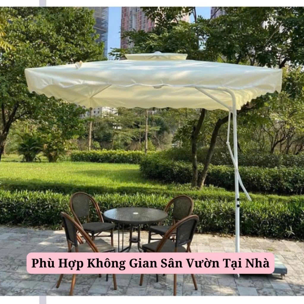 Ô Dù lệch Tâm Chính Hãng Mái Vuông 2m5x2m5 cao 2m6 vải dù Poly Che Nắng Mưa Ngoài trời KT 2m5x2m5