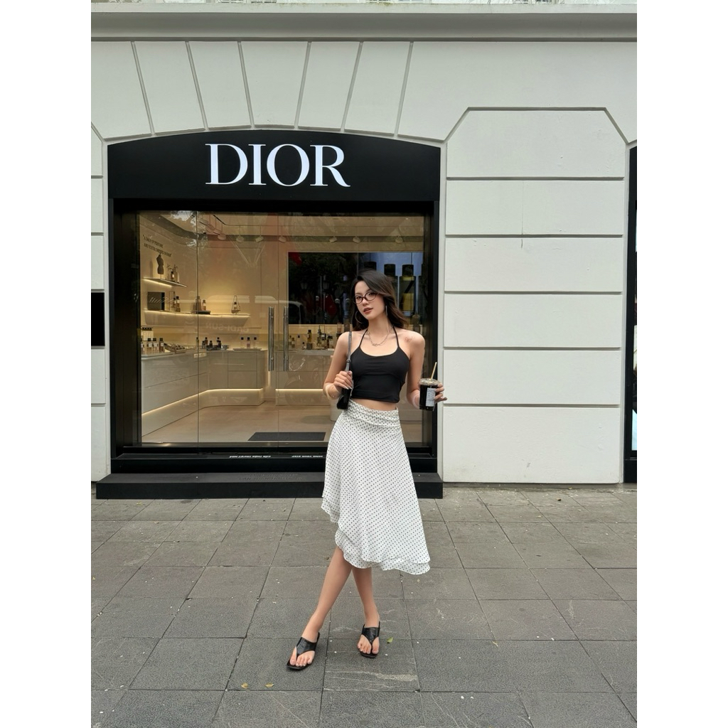 Sugar Crush - Váy chấm bi cách điệu vạt chéo đi biển đi chơi - Dottie Skirt