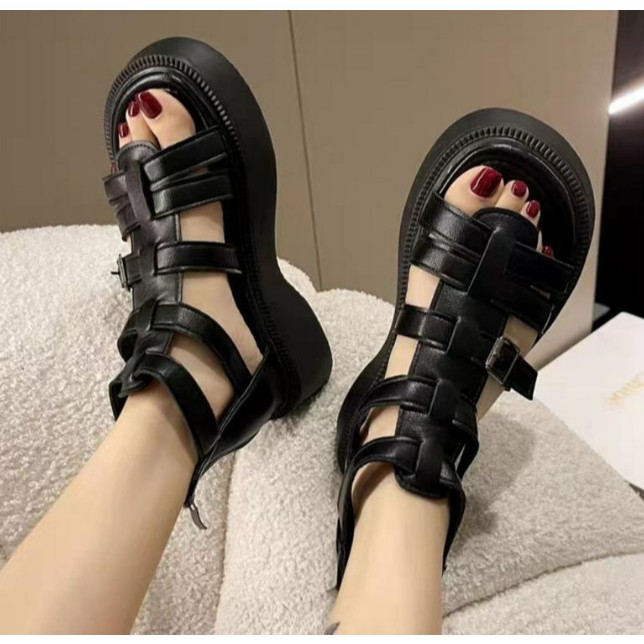 [QC- LOẠI 1] Giày Sandal Nữ Chiến Binh ATHENA Đế Cao 4P Khóa Kéo Phía Sau Style Hàn Quốc Đơn Giản Cá