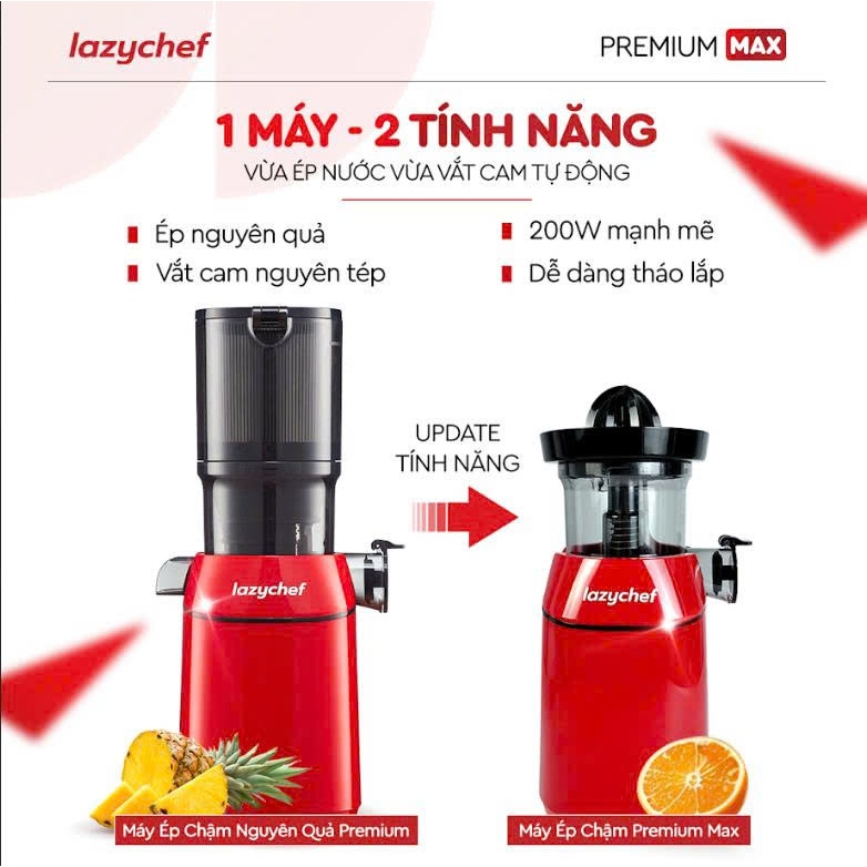 (Kèm Vắt Cam)Máy Ép Hoa Quả Dòng Premium Lazychef LC04ME, Công Suất 200W.