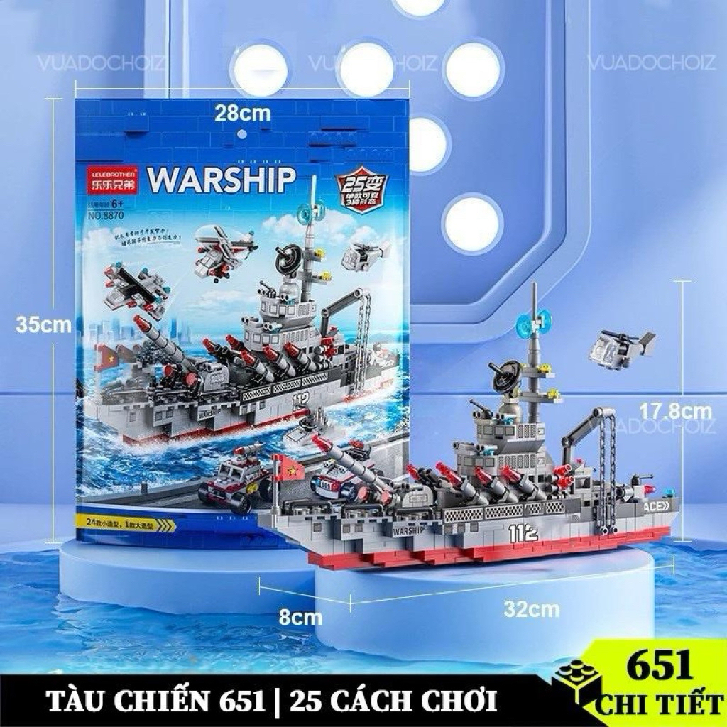 [Xếp Hình Tàu Warship 651 Chi Tiết] Bộ Lắp Ráp Mô Hình Tàu Radar Xe Mini Và Nhân Vật – Đồ Chơi Lắp G