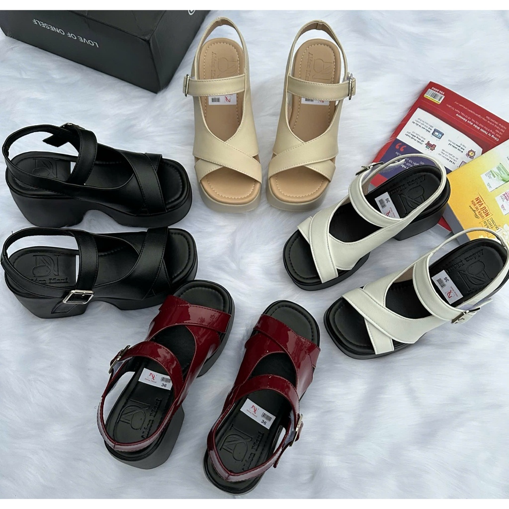 Sandal Xuồng 10cm Đế Nhẹ Tăng Chiều Cao Dễ Mang - Nữ