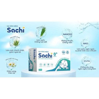 Gạc răng miệng Sachi dịch chiết lá hẹ dụng vệ sinh răng miệng cho bé từ 0 tuổi hộp 30 chiếc tẩm sẵn