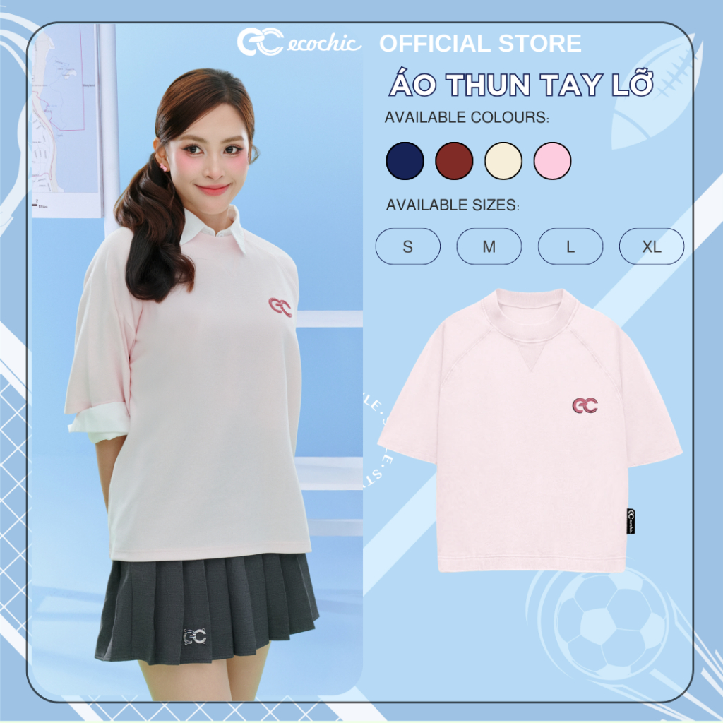 (LINK SALE) Áo Phông Boxy ECOCHIC SERENE PULSE Tee Local Brand Chính Hãng Unisex Form Rộng Oversize 