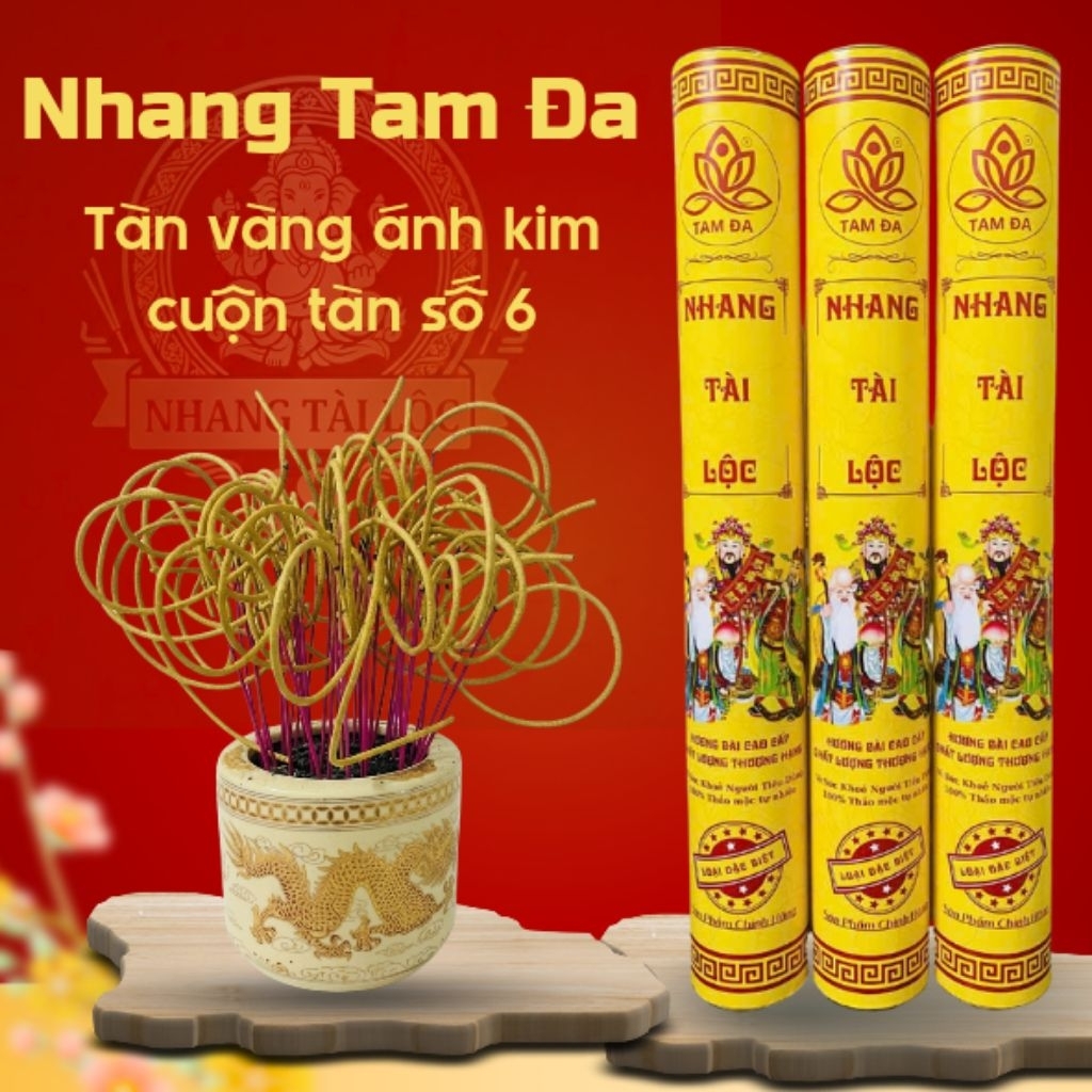 NHANG TAM ĐA CUỘN TÀN TÀI LỘC - HỘP 100 NÉN TÀN VÀNG