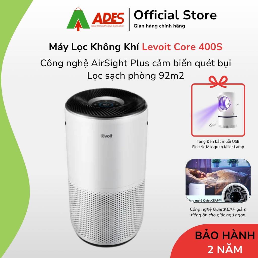 ✔️Máy lọc không khí Levoit Core 400S 92m2 Bộ lọc HEPA 13 lọc bụi mịn, vi khuẩn, hẹn giờ✔️Chính Hãng ✔️BH 24 tháng✔️
