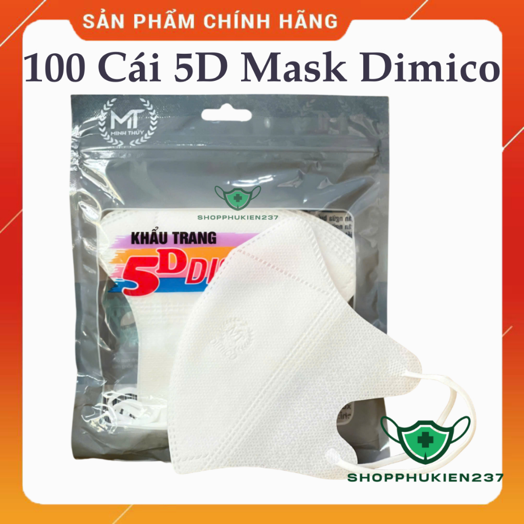 (Xả kho) THÙNG 100 cái khẩu trang 5D Mask Dimico 3 Lớp mỏng nhẹ Hàng Công Ty