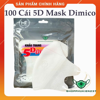 (Xả kho) THÙNG 100 cái khẩu trang 5D Mask Dimico 3 Lớp mỏng nhẹ Hàng Công Ty