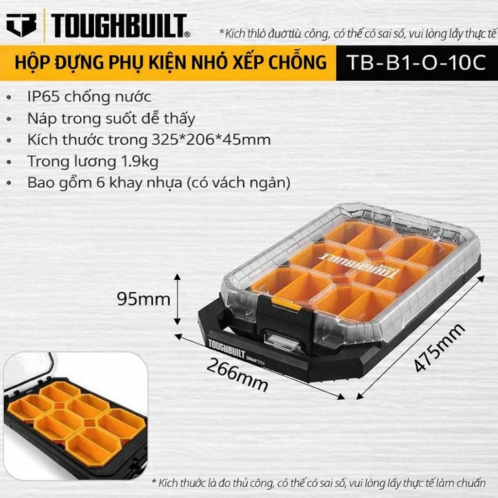 Toughbuilt Hộp đựng dụng cụ tb-b1-o-10c lớn hơn Milwaukee 8436 nhỏ hơn 8435