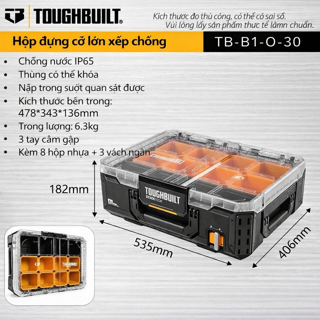 Toughbuilt Thùng Linh Kiện cho cơ khí, camping, điện lạnh [Order] tb-b1-o-30 tương tự Milwaukee 8430