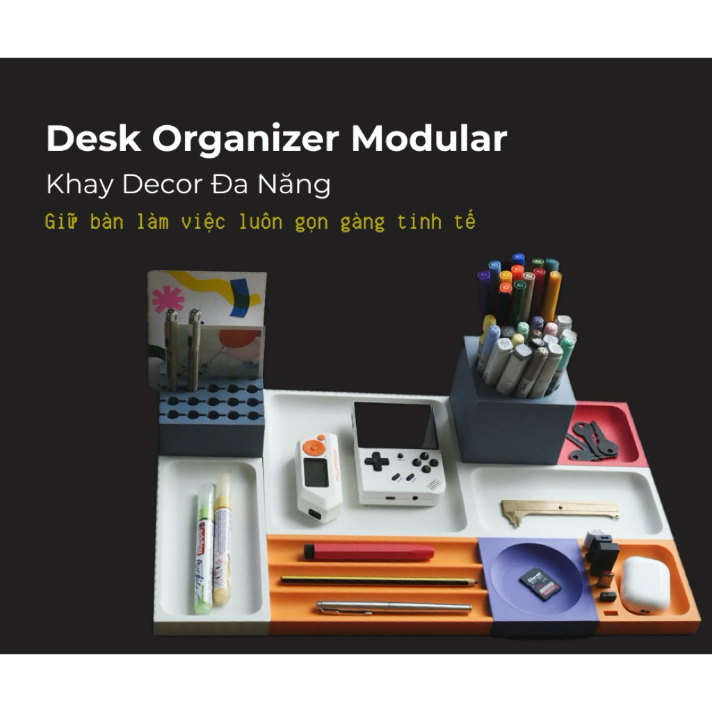 Khay Sắp Xếp Bàn Làm Việc Đa Năng | Desk Organizer Modular | Khay Đựng Bút – Phụ Kiện Decor Bàn Làm 