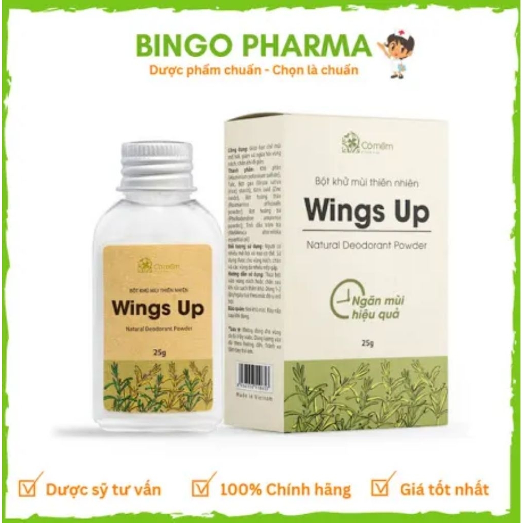 Bột Khử Mùi Thiên Nhiên Wings Up - Khô Thoáng Tức Thì