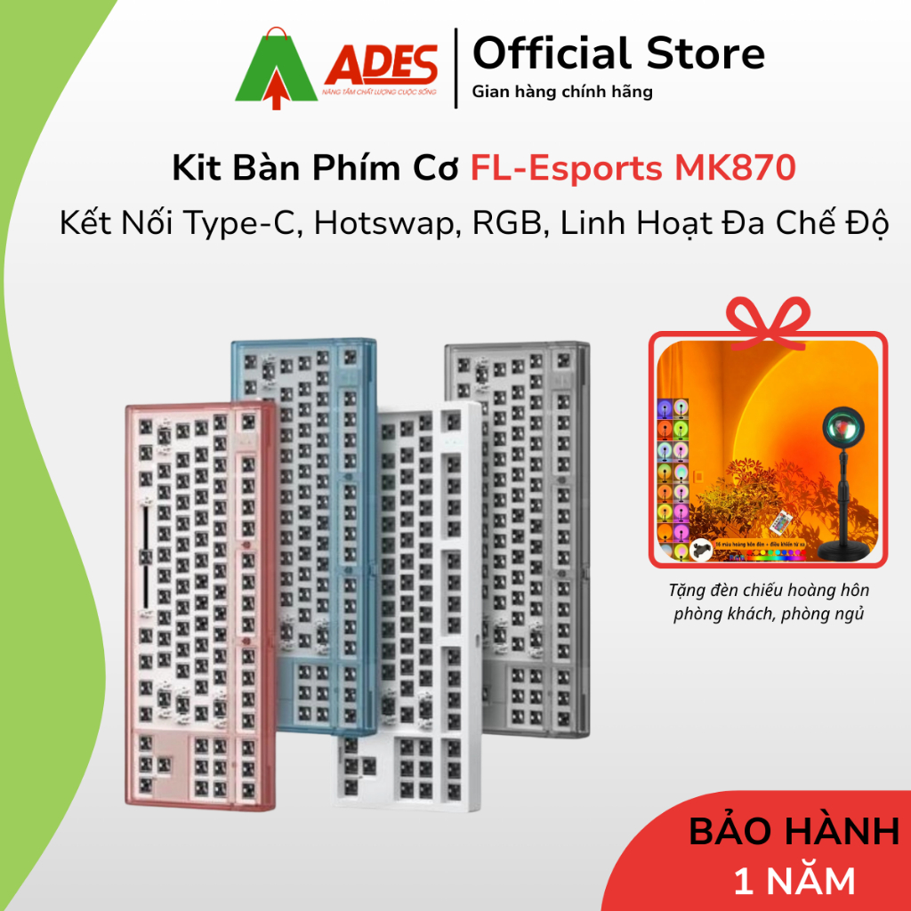 [Quà Tặng] Kit Bàn Phím Cơ FL-Esports MK870✔️1,3 Mode ✔️Kết Nối Type-C, Hotswap, RGB, Linh Hoạt Đa C