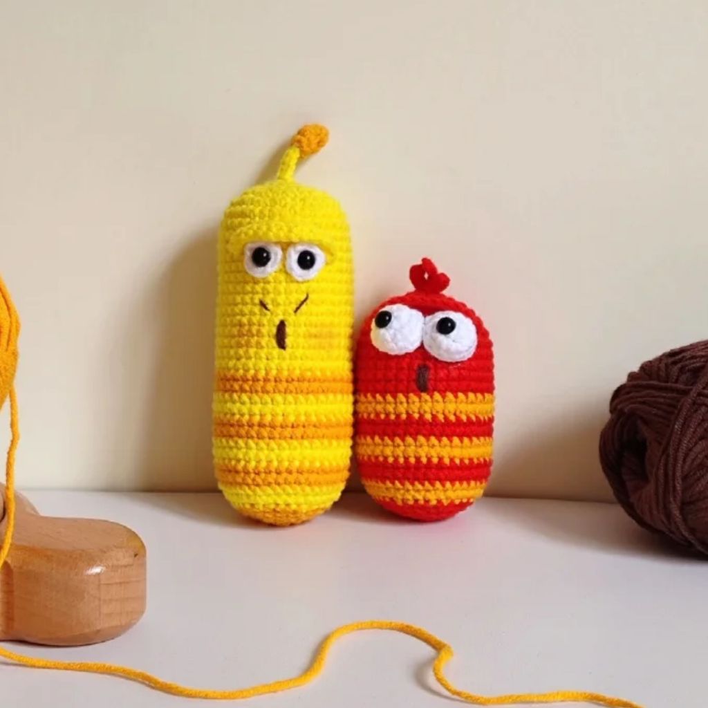 Móc Khóa Larva Ấu Trùng Tinh Nghịch Bằng Len, Bộ Đôi Larva Tinh Nghịch, Quà Tặng Đồ Chơi "Vô Tri" Hà
