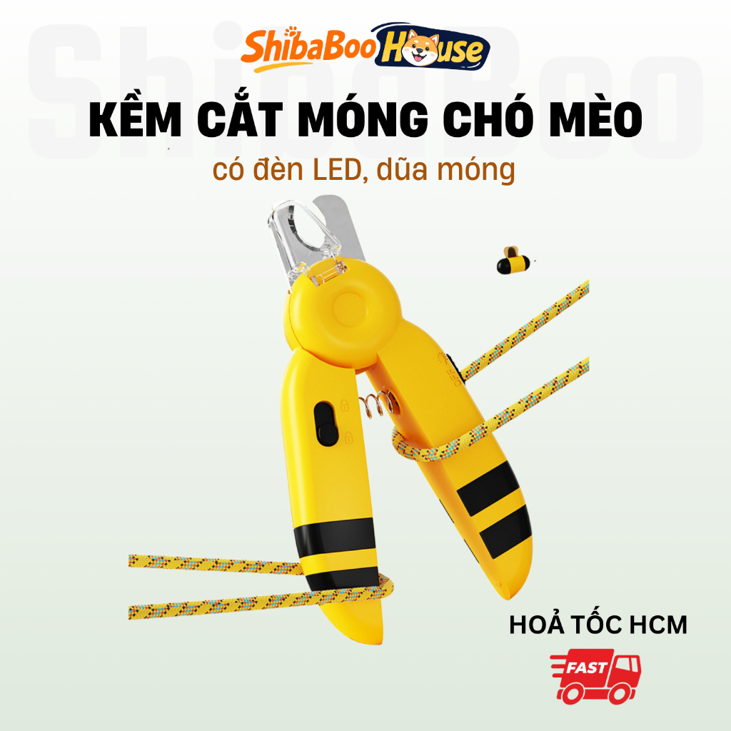 [Hỏa tốc HCM] KỀM CẮT MÓNG CHÓ MÈO CÓ ĐÈN LED HỌA TIẾT CON ONG Shibaboo