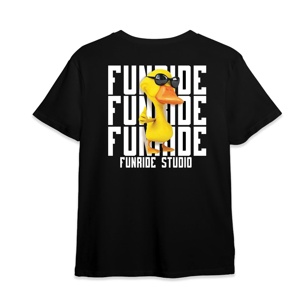 Áo thun Đen Oversize Unisex FUNRIDE 86 - Season 3 Vịt Đeo Kính Đen