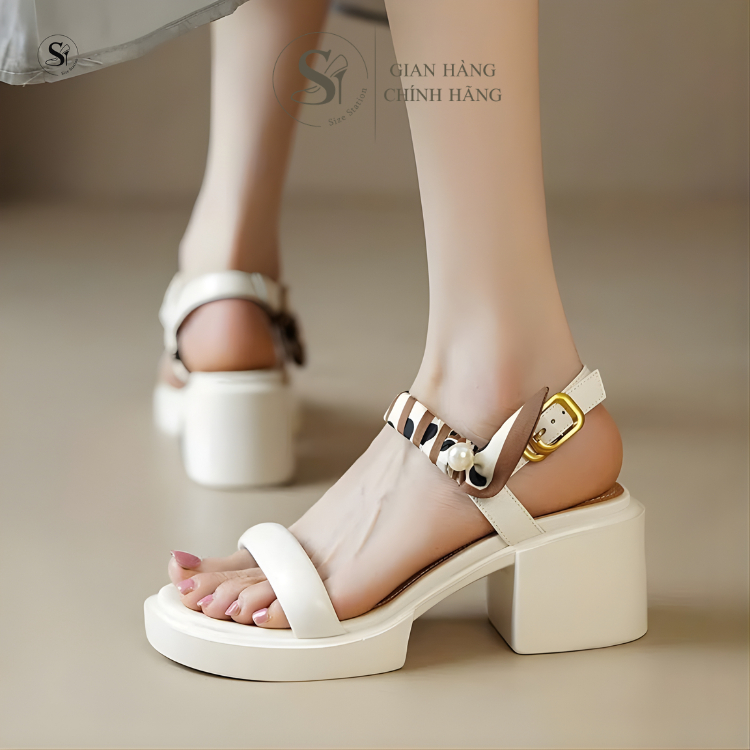 Sandal quai ngang mix vải Size Station 600046 - Noelle