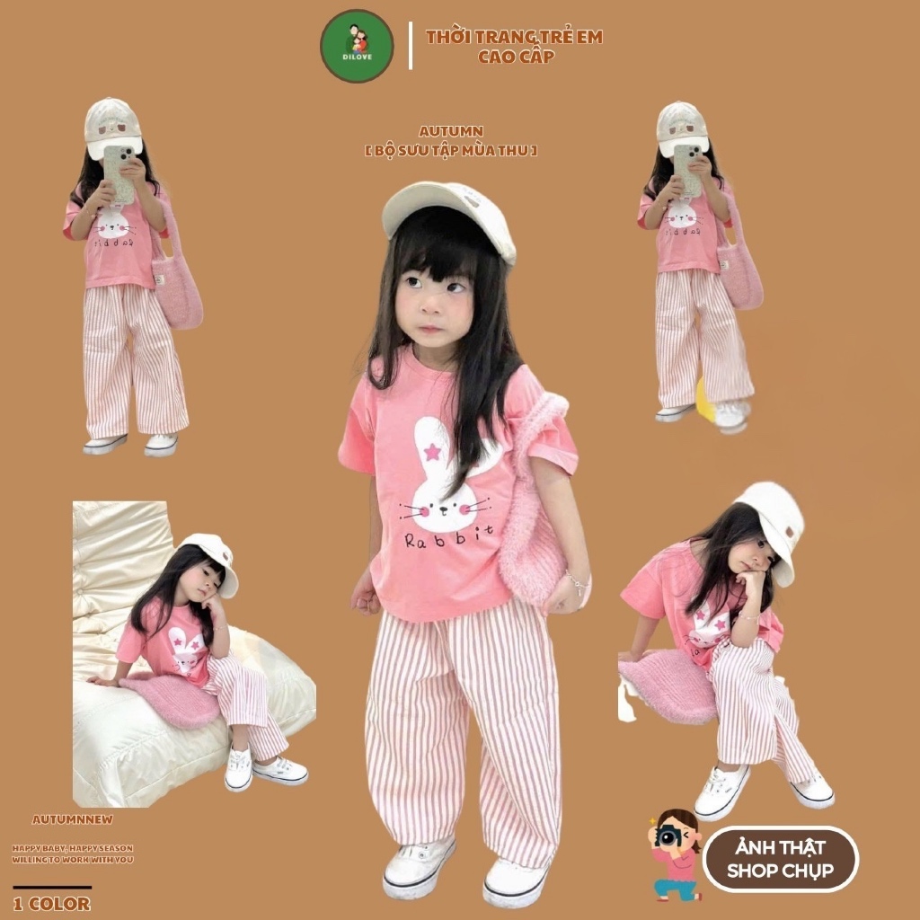 Quần áo bé gái DILOVE Đồ bộ cho bé gái mùa hè Set bộ cho bé gái ngắn tay chất liệu Cotton Bộ quần áo