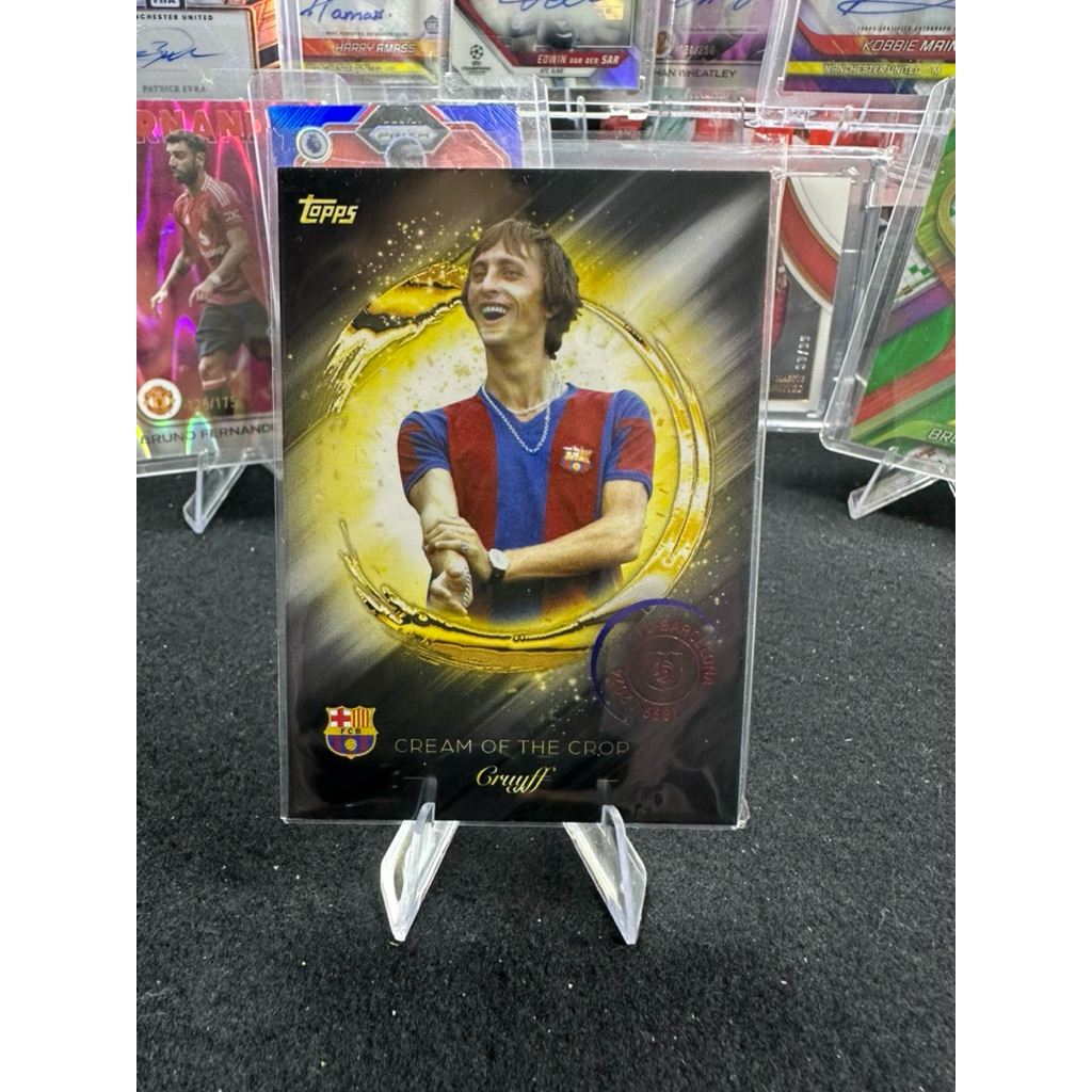 Thẻ bóng đá Johan Cruyff Cream of the Crop Topps FC Barcelona Legend card