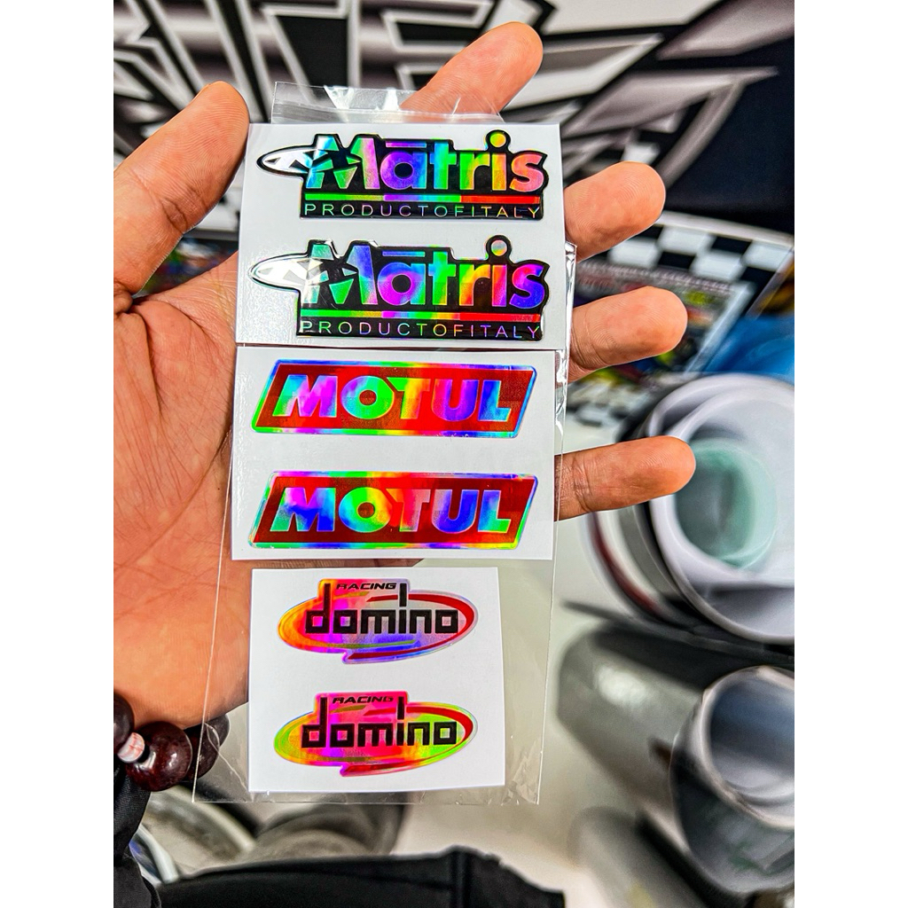 6 Tem logo in Decal Hologram ánh chuyển Màu Titan trang trí xe máy / xe đạp / ô tô điện thoại láp to