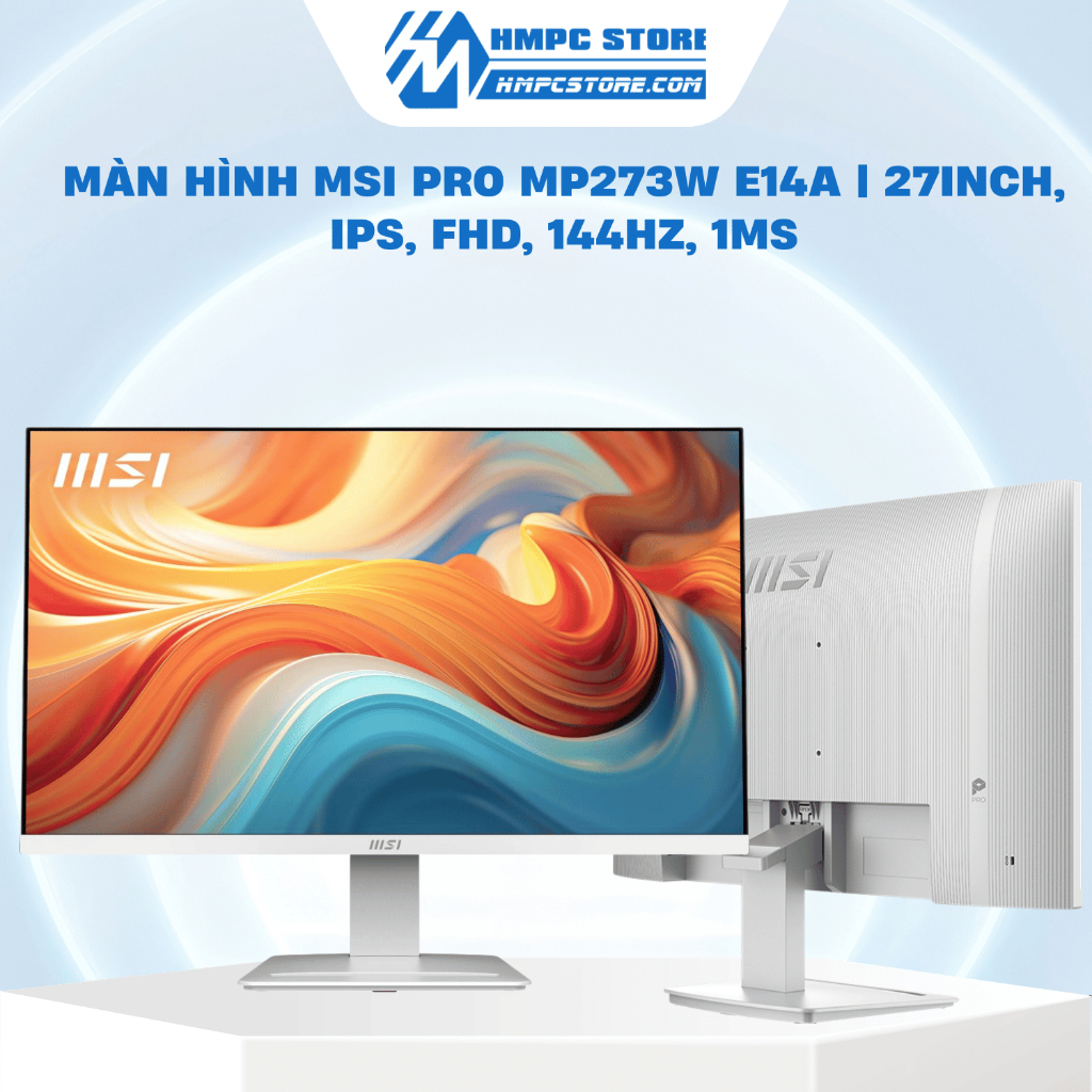 Màn hình MSI PRO MP273W E14A | 27inch, Màu trắng, IPS, FHD, 144Hz, 1ms