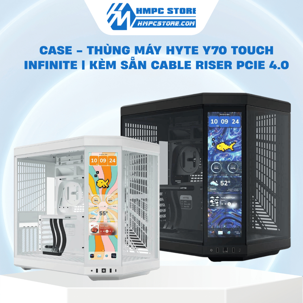Case - Thùng máy Hyte Y70 Touch Infinite | Kèm sẵn Cable Riser PCIe 4.0 - BH 24 tháng