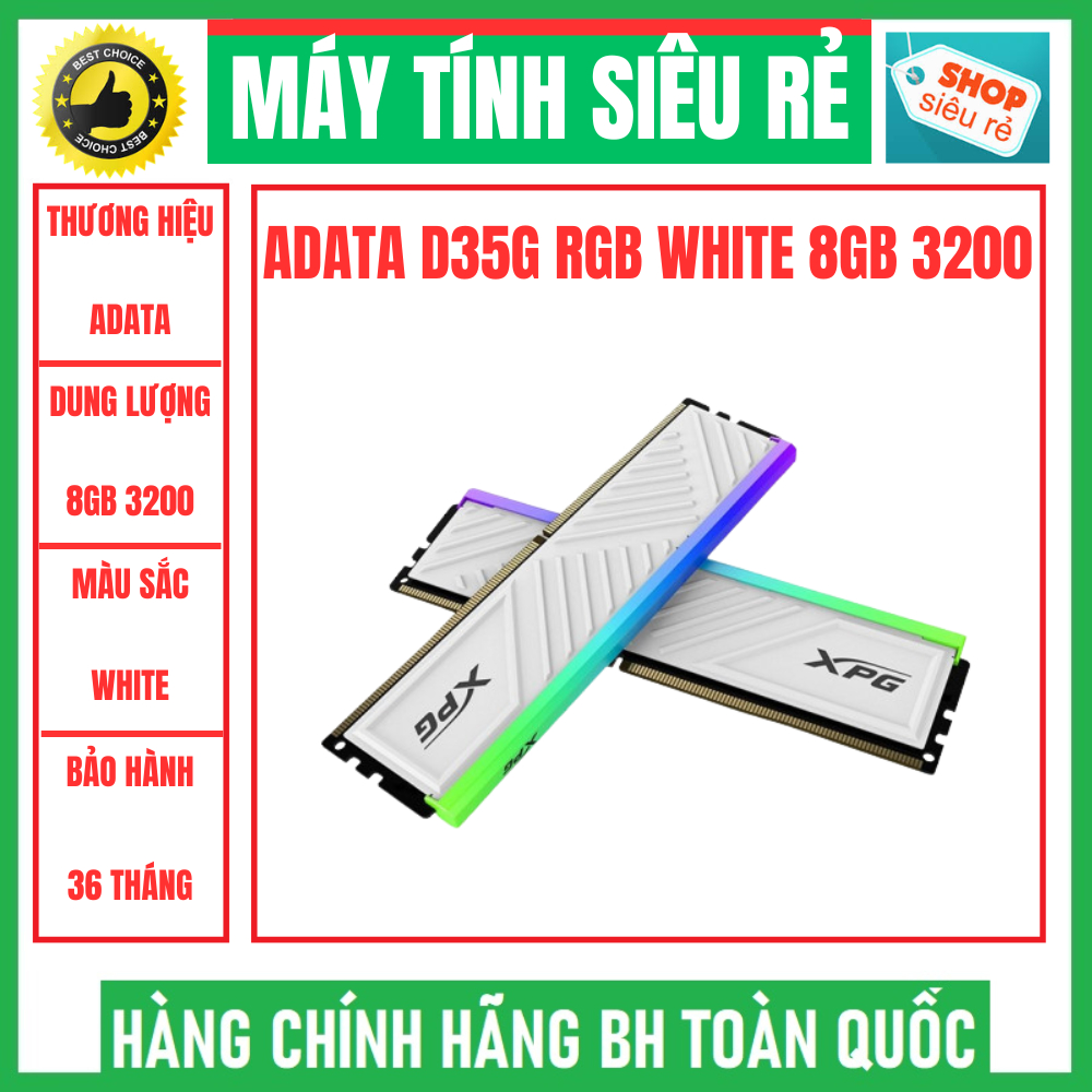 RAM máy tính ADATA XPG SPECTRIX D35G RGB 8GB - 16GB 3200MHZ DDR4 hàng mới chính hãng bảo hành 36 thá