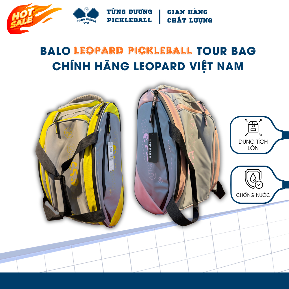 Balo Leopard Pickleball Form Cứng Chống Nước – Balo Đựng Vợt Pickleball Có Ngăn Giày Riêng Cao Cấp