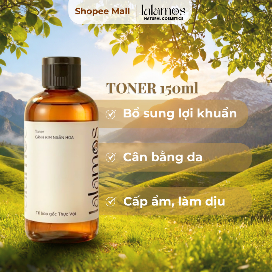 Toner Lalamos Cánh Kim Ngân Hoa 150ml – Dưỡng Ẩm, Se Khít Lỗ Chân Lông