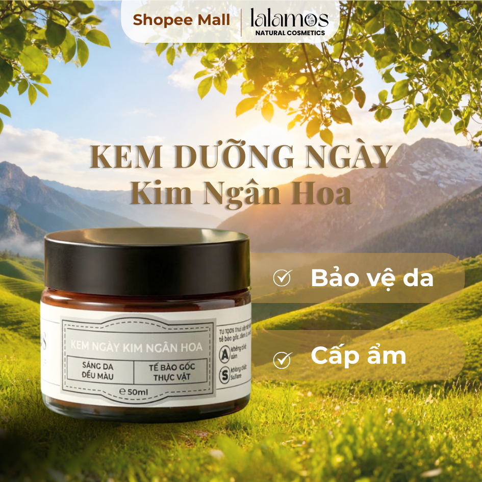 Kem Ngày Kim Ngân Hoa LALAMOS Dưỡng Trắng Mờ Thâm Cấp Ẩm 50ml