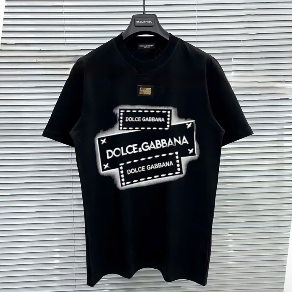 Áo Phông Nam Nữ Dolce Gabbana Logo Thêu Chữ In Nhiệt Cực Nét Chất Liệu Vải Cotton Form Dáng Thời Tra