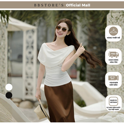 BBSTORE'S Áo Kiểu Dạo Phố Thun Nhún Eo Chất Thun Gạo Cổ Thuyền - AAC45T
