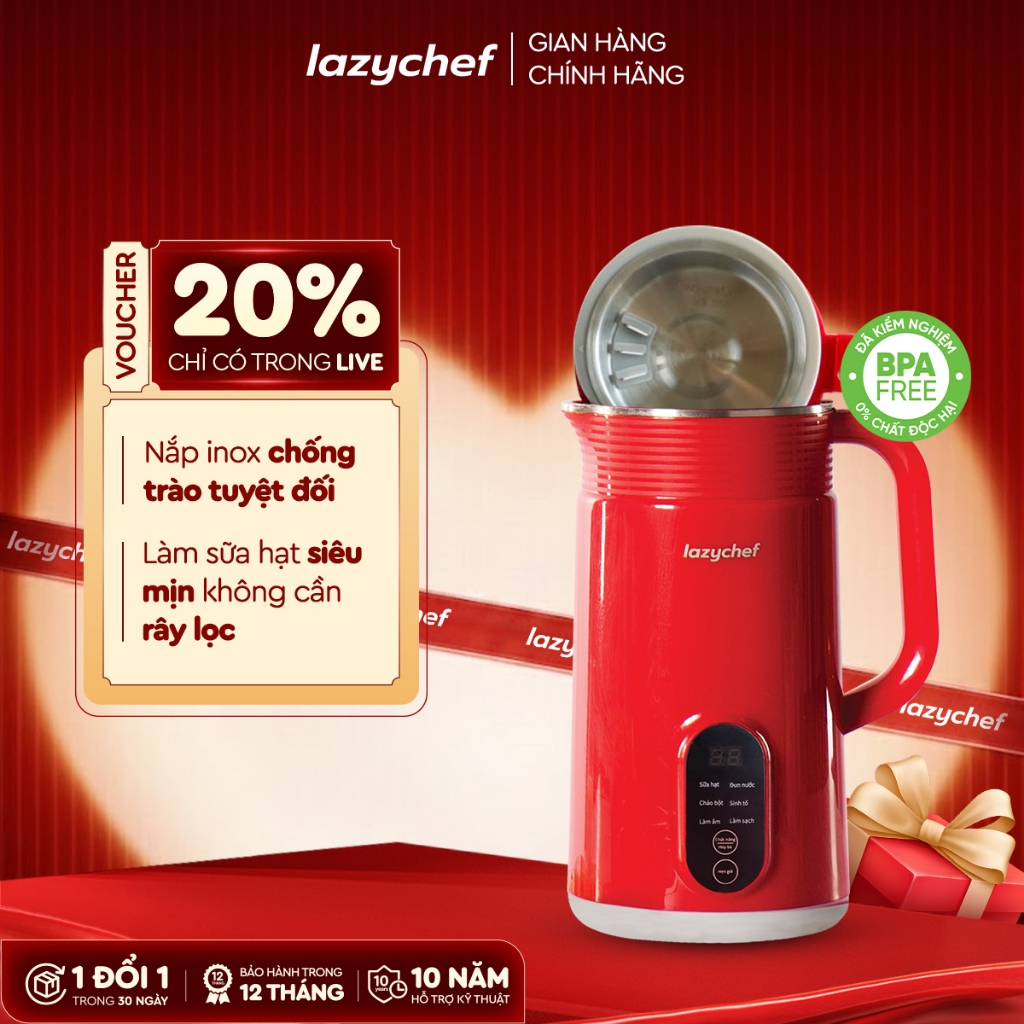 Máy Làm Sữa Hạt Lazychef - Máy Xay Nấu Đa Năng - Máy Xay Sinh Tố Lazychef, Chống Trào, Độ Ồn Thấp