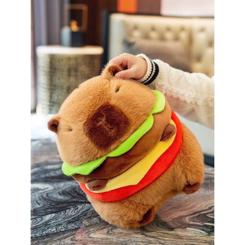 Gấu Bông Chuột Lang Cosplay Bánh Hamburger Đội Nón Sinh Nhật Siêu Dễ Thương Size 25cm