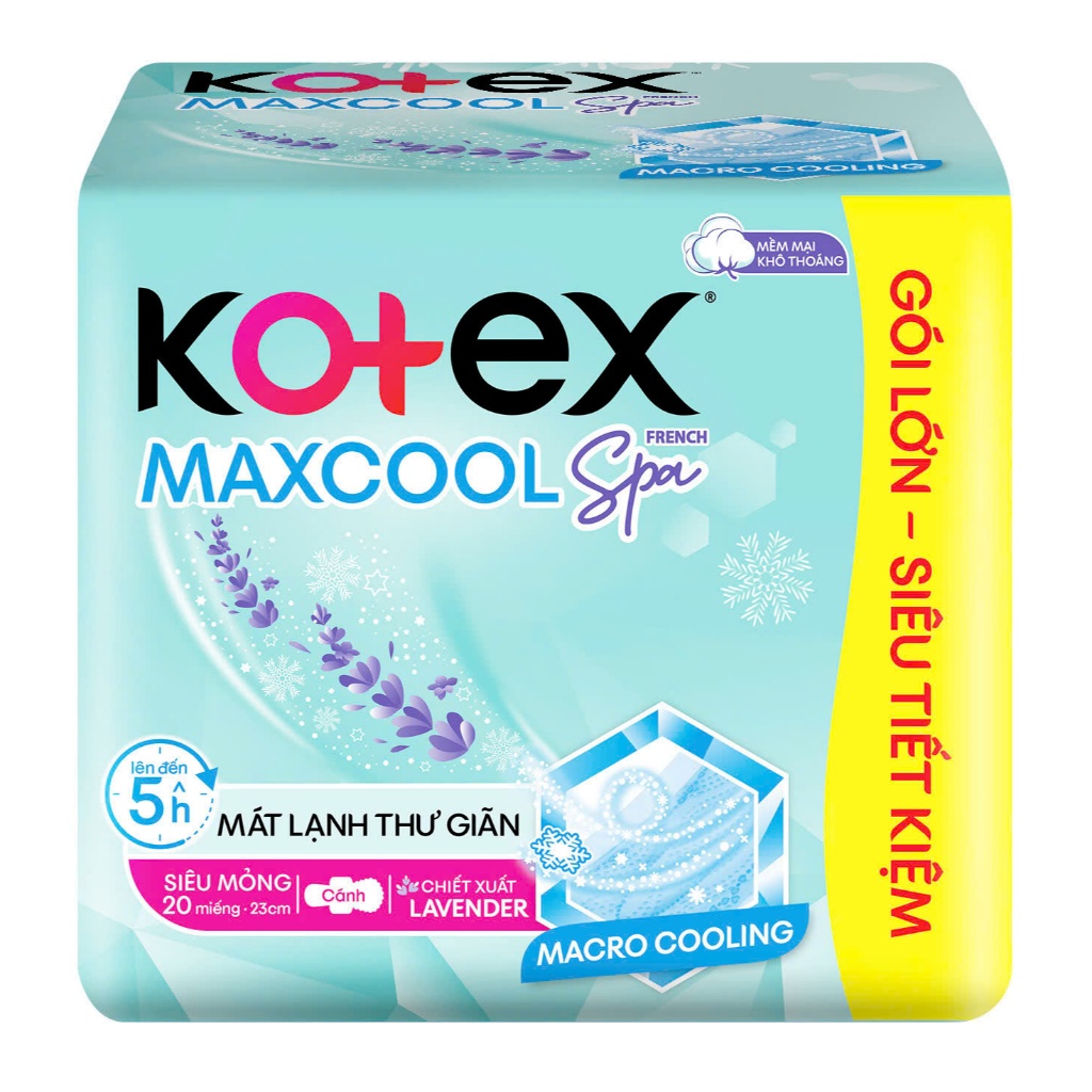 Combo 4 Gói Băng Vệ Sinh Kotex Max Cool Spa Siêu Mỏng Cánh 20 Miếng